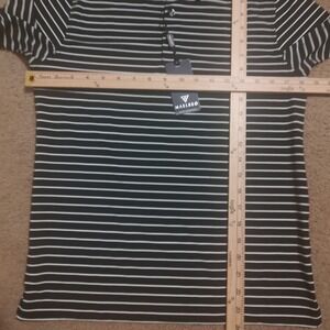 MAELREG Kids Performance Polo Shirt Black White Green‎ Stripe Size 14 16